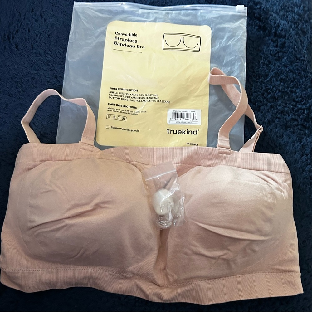 Pink Bandeau Bra with Molded Cups and Smooth Finish